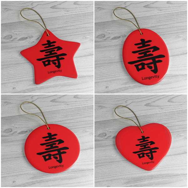 Good Fortune Chinese symbol Ceramic Ornament,Christmas/Birthday/New Year/Thanksgiving gift,good fortune,love,double happiness,luck,longevity