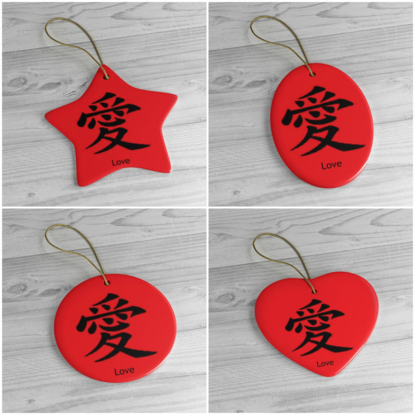 Good Fortune Chinese symbol Ceramic Ornament,Christmas/Birthday/New Year/Thanksgiving gift,good fortune,love,double happiness,luck,longevity