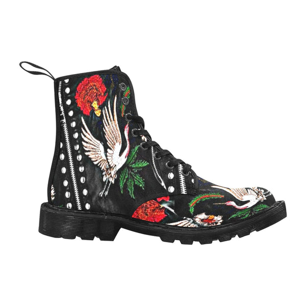 Flamingo & Flower Studs Zips Canvas Boots,Casual Hiking/Walking Boots,Christmas/Thanksgiving/Birthday/His/Hers/Couple/Anniversary/Graduation