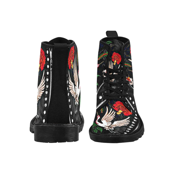 Flamingo & Flower Studs Zips Canvas Boots,Casual Hiking/Walking Boots,Christmas/Thanksgiving/Birthday/His/Hers/Couple/Anniversary/Graduation