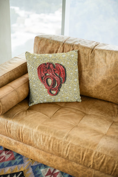 3D Silver Lucky Dragon Cushion Cover, Gift for Birthday/New Year/Housewarming/Graduation/Valentine/Wedding/Couple/Halloween,Dragon Lovers