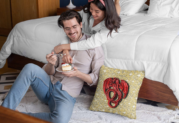 3D Silver Lucky Dragon Cushion Cover, Gift for Birthday/New Year/Housewarming/Graduation/Valentine/Wedding/Couple/Halloween,Dragon Lovers