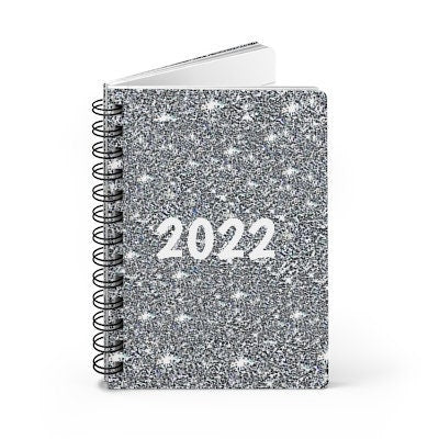 2022 Silver Sparkle Spiral Bound Journal with ruled lines,Gift for New Year/graduation/birthday/back2school/diary/Easter/Journal/notebook