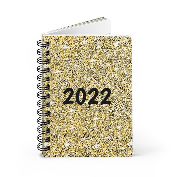 2022 Gold Sparkle Spiral Bound Journal with ruled lines,Gift for New Year/graduation/birthday/back2school/diary/Easter/Journal/notebook