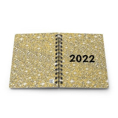 2022 Gold Sparkle Spiral Bound Journal with ruled lines,Gift for New Year/graduation/birthday/back2school/diary/Easter/Journal/notebook