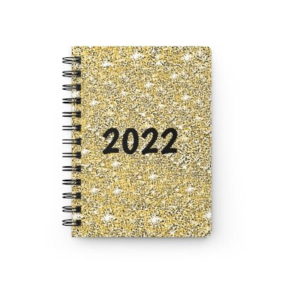 2022 Gold Sparkle Spiral Bound Journal with ruled lines,Gift for New Year/graduation/birthday/back2school/diary/Easter/Journal/notebook