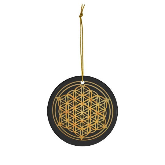 Ceramic Flower of Life Sacred Geometry Christmas Ornament, Gift for Birthday/Christmas/Meditation/Housewarming/Anniversary/Graduation/Yoga