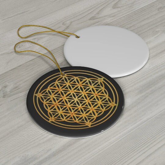 Ceramic Flower of Life Sacred Geometry Christmas Ornament, Gift for Birthday/Christmas/Meditation/Housewarming/Anniversary/Graduation/Yoga