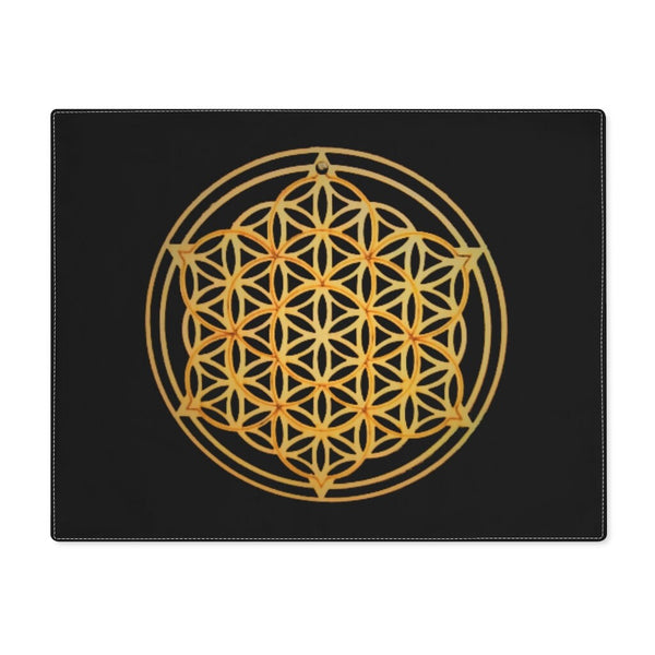 Gold-black Flower of Life Placemat,sacred geometry shape,Gift for housewarming/Birthday/Mother day/easter/graduation/anniversary/retirement