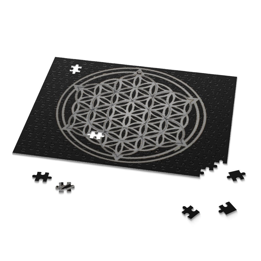 Silver-black Flower of Life Puzzle,sacred geometry shape,Gift for housewarming/Birthday/Mother day/easter/graduation/anniversary/retirement