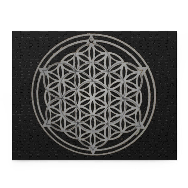Silver-black Flower of Life Puzzle,sacred geometry shape,Gift for housewarming/Birthday/Mother day/easter/graduation/anniversary/retirement