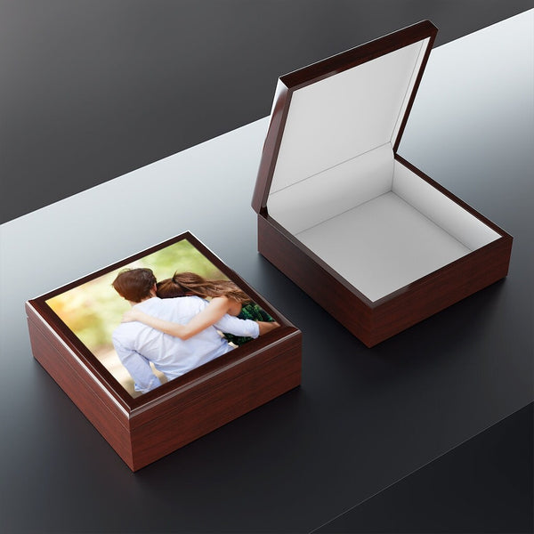 Personalized Pic/Msg Rubber Wood Jewelry Box,Valentines Gift for Wife/Girlfriend/Her/Him/Anniversary/Birthday/Promotion/Retirement/Graduates