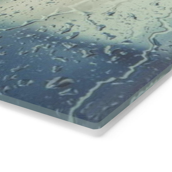 Raindrops Rectangle Glass Cutting Board,Cheese serving board.Gift for Valentines/Housewarming/Birthday/Anniversary/Graduation/Mothers Day