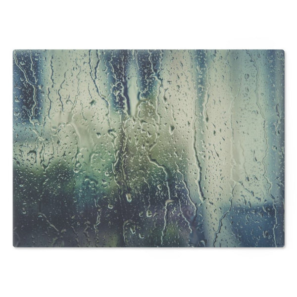 Raindrops Rectangle Glass Cutting Board,Cheese serving board.Gift for Valentines/Housewarming/Birthday/Anniversary/Graduation/Mothers Day