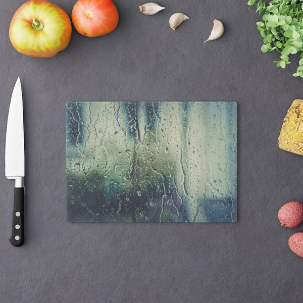 Raindrops Rectangle Glass Cutting Board,Cheese serving board.Gift for Valentines/Housewarming/Birthday/Anniversary/Graduation/Mothers Day