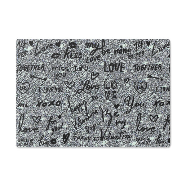 Silver Love Notes Rectangle Glass Cutting Board,Cheese board.Gift for Valentine/Housewarming/Birthday/Anniversary/Graduation/Mothers Day