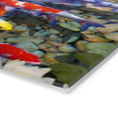 Lucky 8 Kois Fish Glass Cutting Board,Cheese serving board.Gift for Valentines/Housewarming/Birthday/Anniversary/Graduation/Mothers Day
