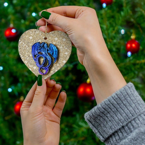 Gold Ceramic Lucky Dragon Heart/Round/Star/Snowf,Gift for Grads/Christmas/Birthday/New Year/Valentine/ThanXgiving/Housewarming/GOT Lovers