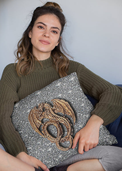 3D Silver Lucky Dragon Cushion Cover, Gift for Birthday/New Year/Housewarming/Graduation/Valentine/Wedding/Couple/Halloween,Dragon Lovers