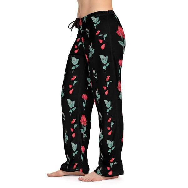 Black Red Roses Unisex Pajama Lounge Yoga Sleep Pants,Gift for Valentines/Anniversary/Christmas/Birthday/Graduation/Housewarming/Wedding/
