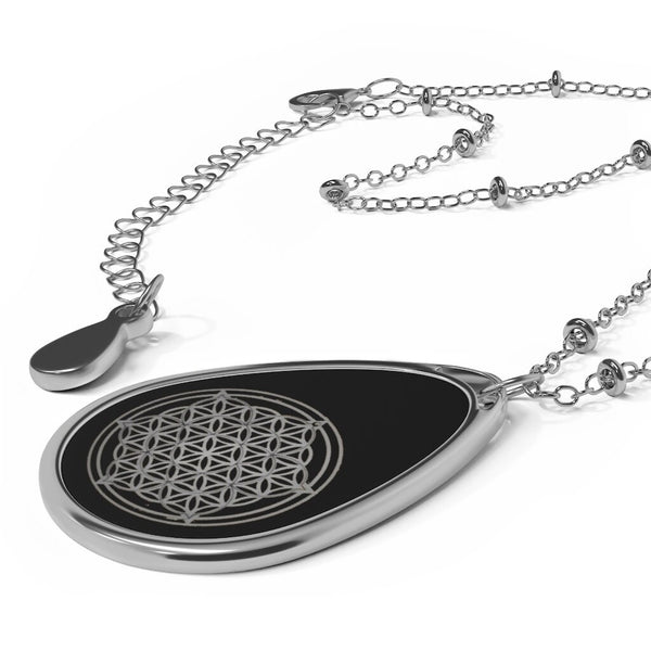 Flower of Life Teardrop Silver Pendant/Necklace,Personalized Gift for Valentines/Birthday/Anniversary/Mother/Aunt/Gran/Sister/Wife/Graduate