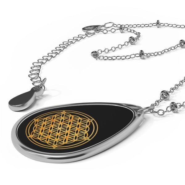 Flower of Life Teardrop Silver Pendant/Necklace,Personalized Gift for Valentines/Birthday/Anniversary/Mother/Aunt/Gran/Sister/Wife/Graduate