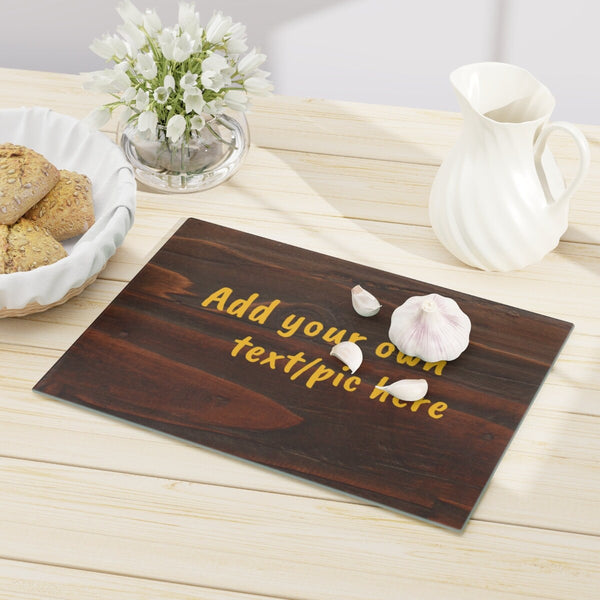 Personalized Oakwd look Glass Cutting/Cheese Board,Kitchen quote,Gift for Valentine/Housewarming/Birthday/Anniversary/Graduation/Mothers Day