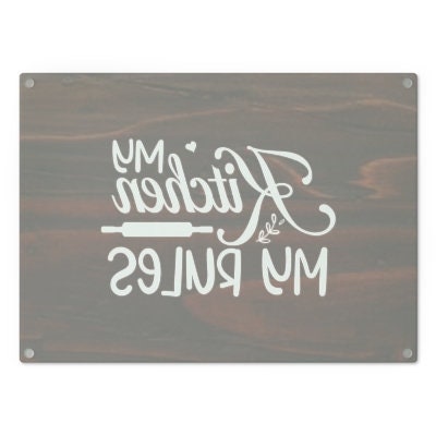 No Opinions Oak look Glass Cutting/Cheese Board,Kitchen quote,Gift for Valentine/Housewarming/Birthday/Anniversary/Graduation/Mothers Day