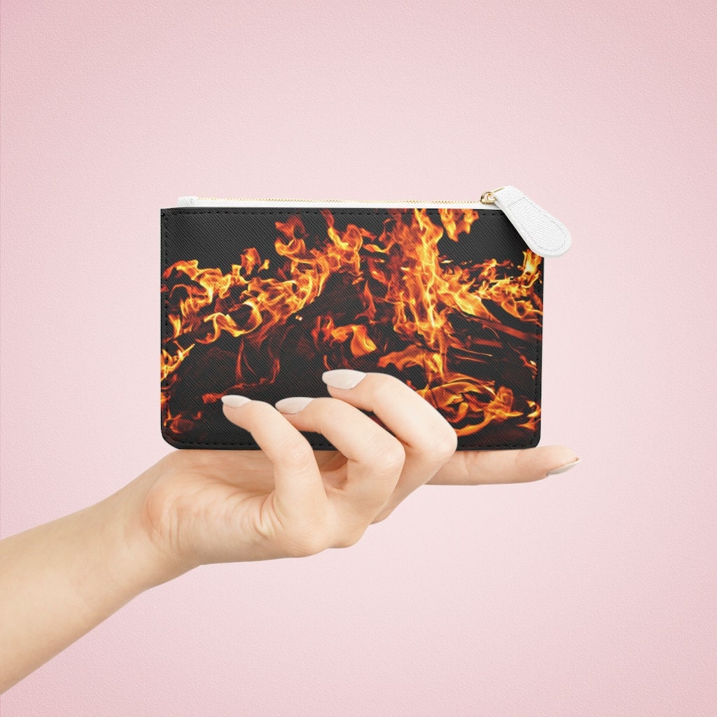 FireFlame Mini faux leather Clutch Bag,makeup pouch/handbag/wallet/phone/keys holder gift for Him/Her,Valentine/mothers/birthday/anniversary