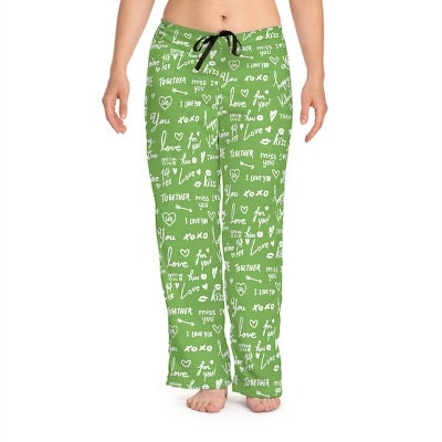 Green Love Notes Unisex Pajama Lounge Yoga Sleep Pants,Gift for Valentines/Anniversary/Christmas/Birthday/Graduation/Housewarming/Wedding/