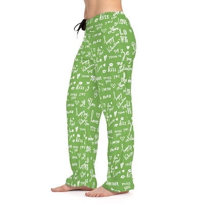 Green Love Notes Unisex Pajama Lounge Yoga Sleep Pants,Gift for Valentines/Anniversary/Christmas/Birthday/Graduation/Housewarming/Wedding/