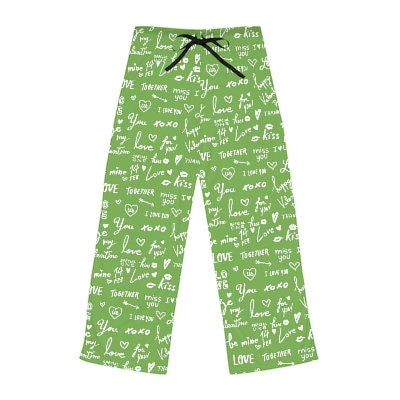 Green Love Notes Unisex Pajama Lounge Yoga Sleep Pants,Gift for Valentines/Anniversary/Christmas/Birthday/Graduation/Housewarming/Wedding/