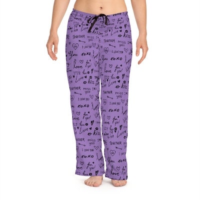 Purple Love Notes Unisex Pajama Lounge Yoga Sleep Pants,Gift for Valentines/Anniversary/Christmas/Birthday/Graduation/Housewarming/Wedding/