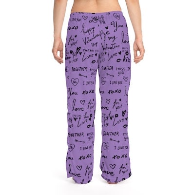 Purple Love Notes Unisex Pajama Lounge Yoga Sleep Pants,Gift for Valentines/Anniversary/Christmas/Birthday/Graduation/Housewarming/Wedding/