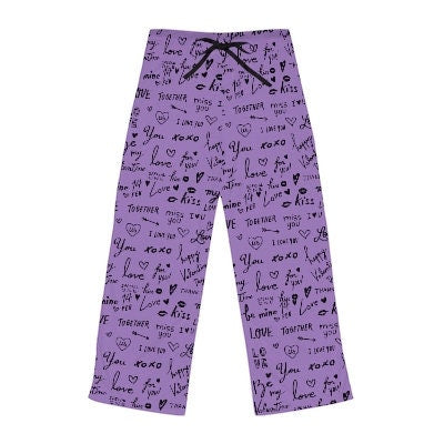Purple Love Notes Unisex Pajama Lounge Yoga Sleep Pants,Gift for Valentines/Anniversary/Christmas/Birthday/Graduation/Housewarming/Wedding/