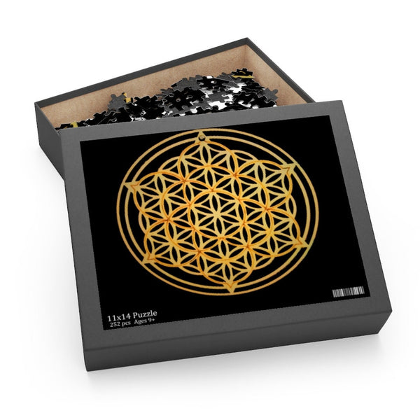 Gold-black Flower of Life Puzzle,sacred geometry shape,Gift for housewarming/Birthday/Mother day/easter/graduation/anniversary/retirement