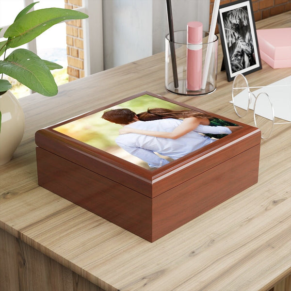Personalized Pic/Msg Rubber Wood Jewelry Box,Valentines Gift for Wife/Girlfriend/Her/Him/Anniversary/Birthday/Promotion/Retirement/Graduates
