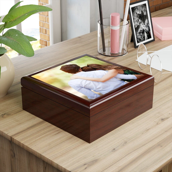 Personalized Pic/Msg Rubber Wood Jewelry Box,Valentines Gift for Wife/Girlfriend/Her/Him/Anniversary/Birthday/Promotion/Retirement/Graduates