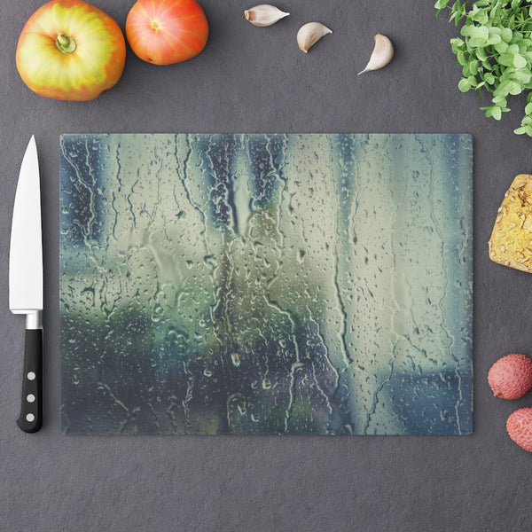 Raindrops Rectangle Glass Cutting Board,Cheese serving board.Gift for Valentines/Housewarming/Birthday/Anniversary/Graduation/Mothers Day