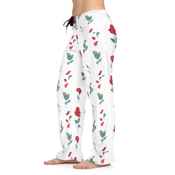 White-Red Roses Unisex Pajama Lounge Yoga Sleep Pants,Gift for Valentines/Anniversary/Christmas/Birthday/Graduation/Housewarming/Wedding/
