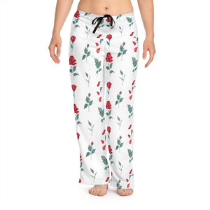 White-Red Roses Unisex Pajama Lounge Yoga Sleep Pants,Gift for Valentines/Anniversary/Christmas/Birthday/Graduation/Housewarming/Wedding/