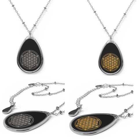 Flower of Life Teardrop Silver Pendant/Necklace,Personalized Gift for Valentines/Birthday/Anniversary/Mother/Aunt/Gran/Sister/Wife/Graduate