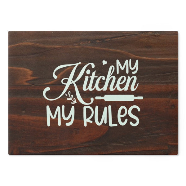 My K Rules Oakwd look Glass Cutting/Cheese Board,Kitchen quote,Gift for Valentine/Housewarming/Birthday/Anniversary/Graduation/Mothers Day