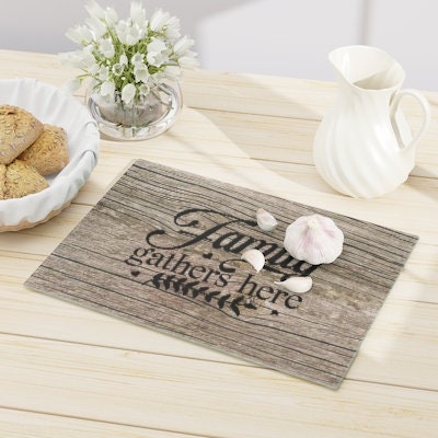 Family Driftwood look Glass Cutting/Cheese Board,Kitchen quote,Gift for Valentine/Housewarming/Birthday/Anniversary/Graduation/Mothers Day