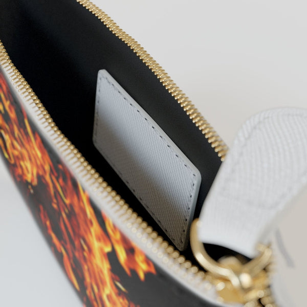 FireFlame Mini faux leather Clutch Bag,makeup pouch/handbag/wallet/phone/keys holder gift for Him/Her,Valentine/mothers/birthday/anniversary