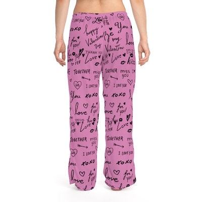Pink Love Notes Unisex Pajama Lounge Yoga Sleep Pants,Gift for Valentines/Anniversary/Christmas/Birthday/Graduation/Housewarming/Wedding/