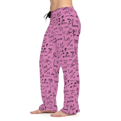 Pink Love Notes Unisex Pajama Lounge Yoga Sleep Pants,Gift for Valentines/Anniversary/Christmas/Birthday/Graduation/Housewarming/Wedding/