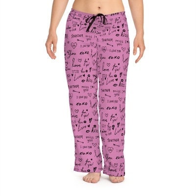 Pink Love Notes Unisex Pajama Lounge Yoga Sleep Pants,Gift for Valentines/Anniversary/Christmas/Birthday/Graduation/Housewarming/Wedding/