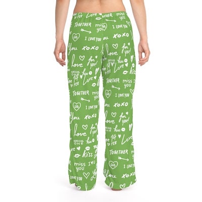 Green Love Notes Unisex Pajama Lounge Yoga Sleep Pants,Gift for Valentines/Anniversary/Christmas/Birthday/Graduation/Housewarming/Wedding/