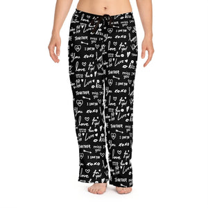 Black Love Notes Unisex Pajama Lounge Yoga Sleep Pants,Gift for Valentines/Anniversary/Christmas/Birthday/Graduation/Housewarming/Wedding/